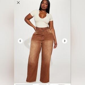Fashion Nova Brown Wide Leg Jeans